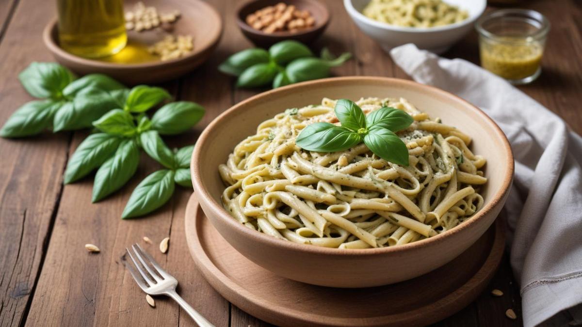 Pasta al Pesto cremoso in meno di 20 minuti, con ingredienti semplici e senza cottura!