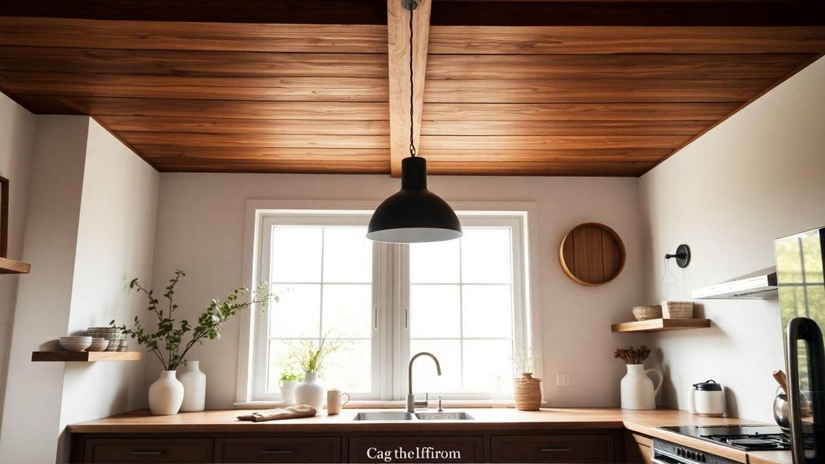 Idee per decorare il soffitto cucina in legno